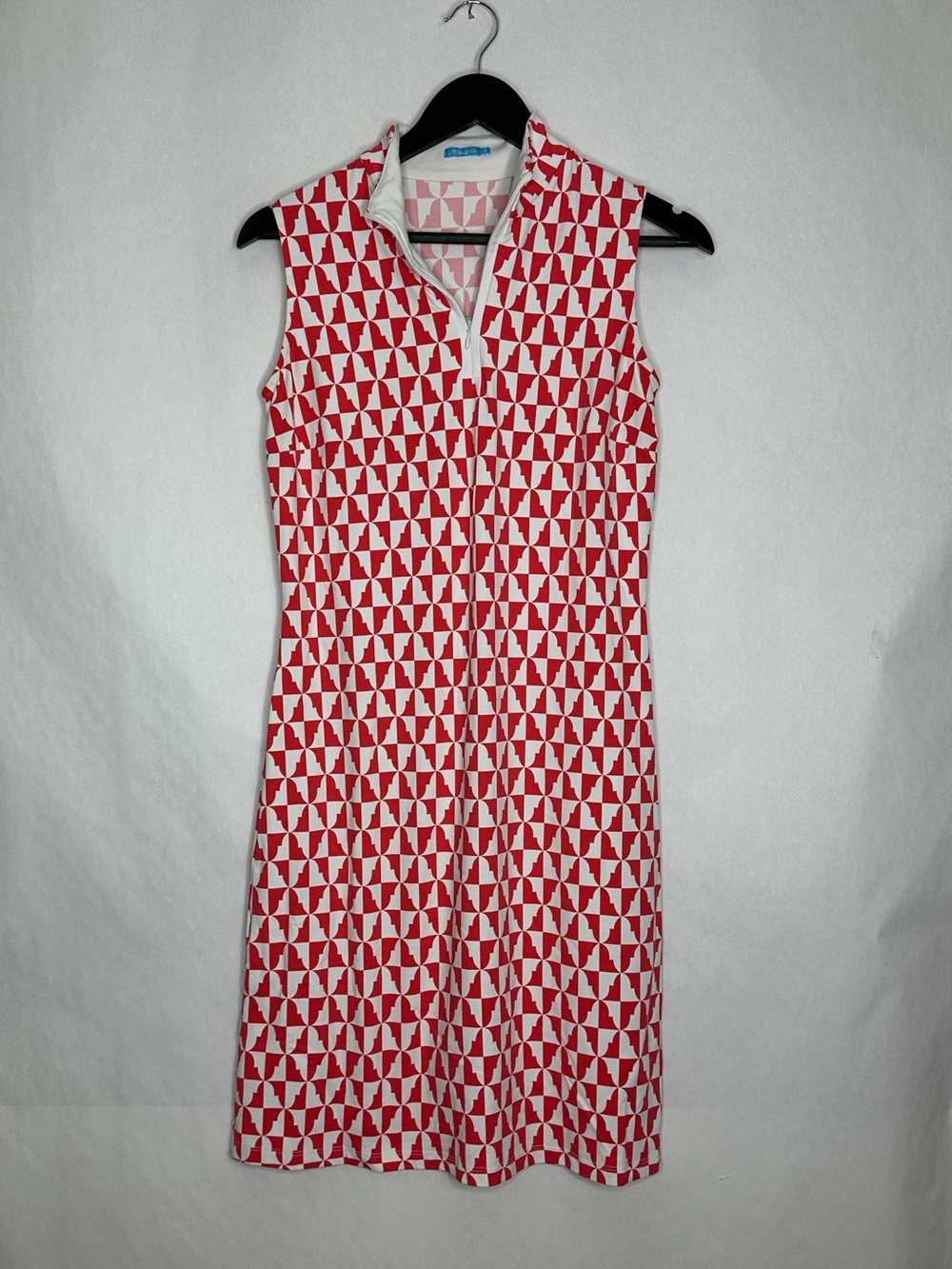 J.McLaughlin Catalina Coral Red White Print Sleeveless Golf Dress Small Preppy - Picture 2 of 6